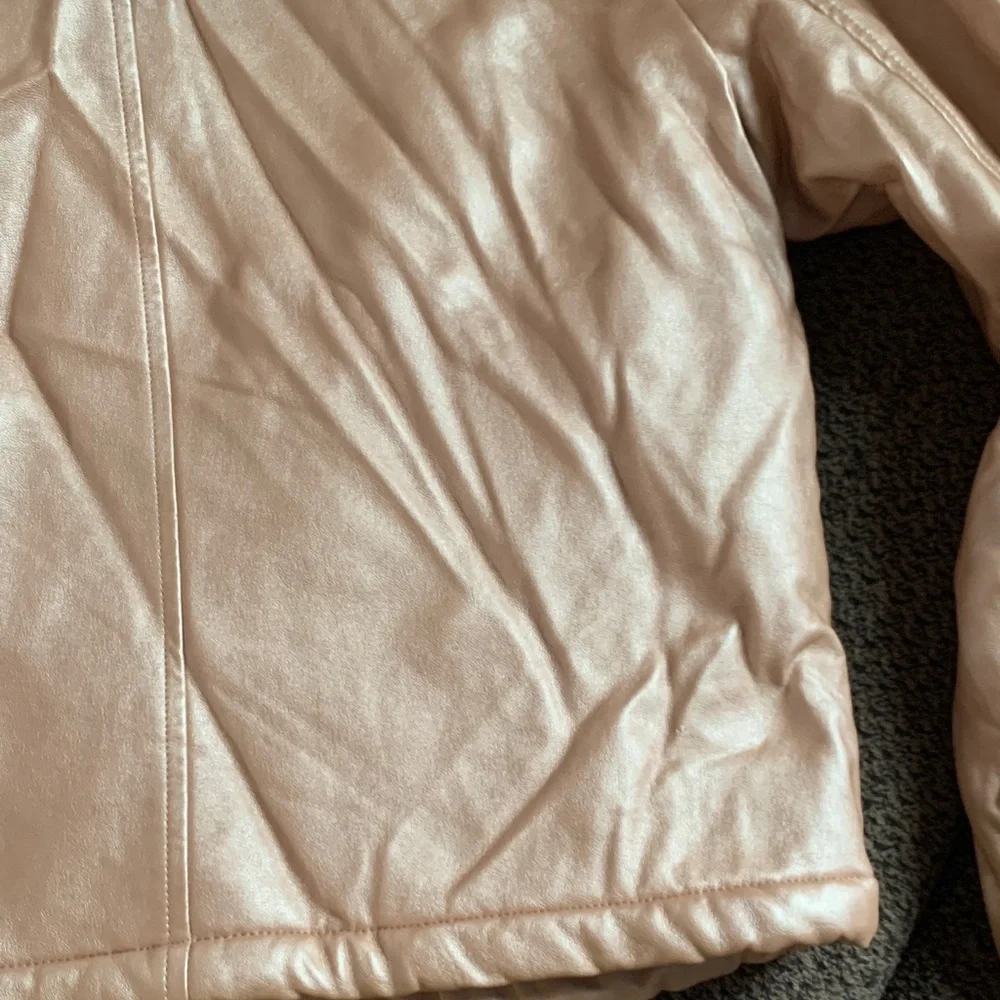 Place Metallic Rose Gold Faux Leather Sherpa Jacket
